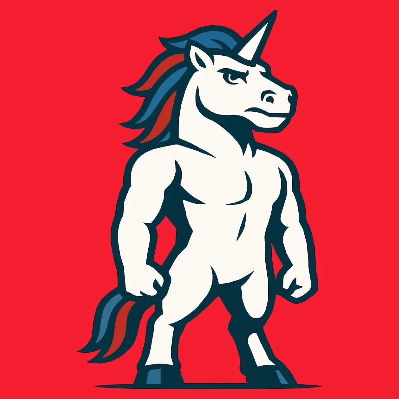 Mascotte Licorne de Puissance Strong Athletic Design