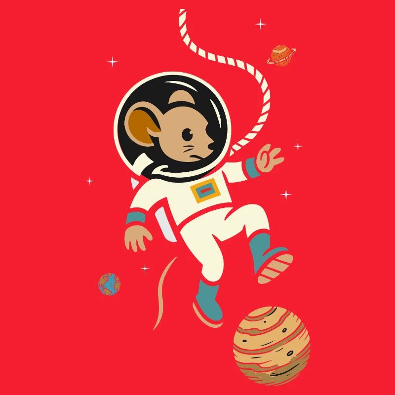 Souris astronaute dans l’espace – Motif mignon de l’espace