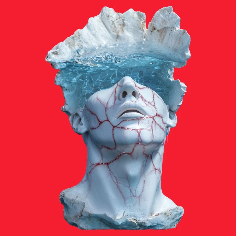 surreal marble statue bust