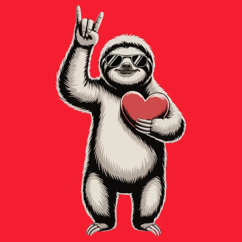 Cool sloth with heart