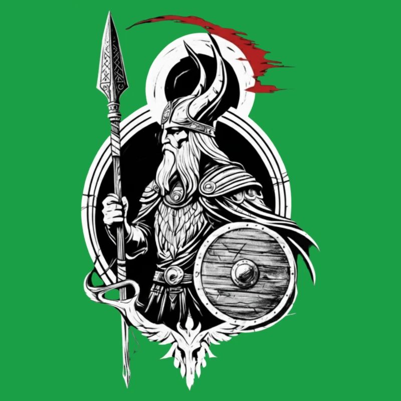 Shield Wall Warrior - Viking with Spear Design