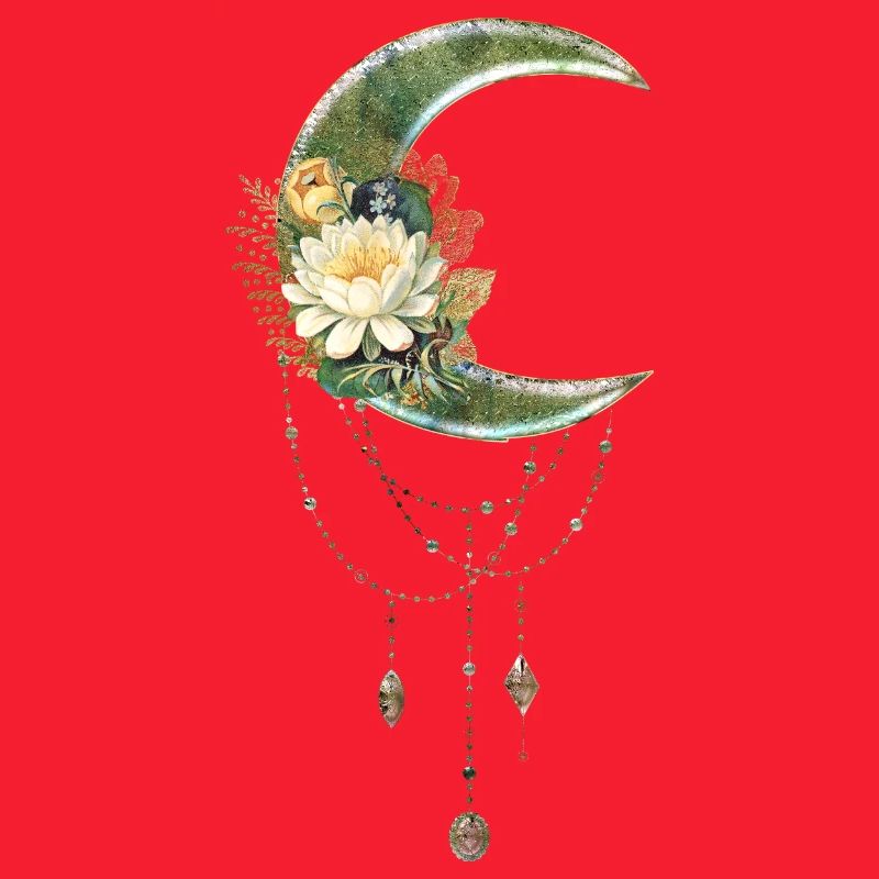 Lune élégante et noble avec des fleurs