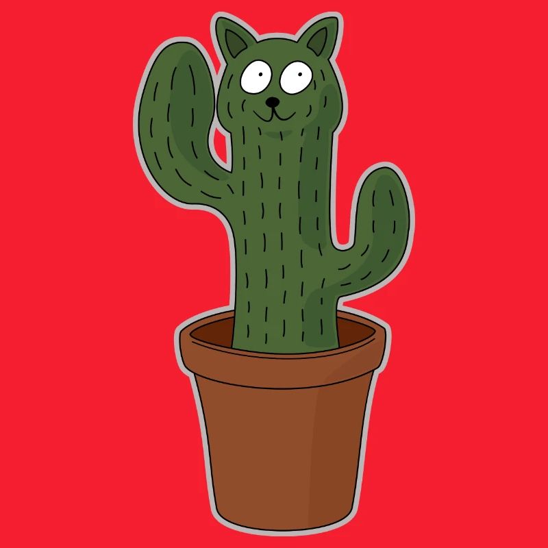 Chat comme cactus dans un pot de fleurs