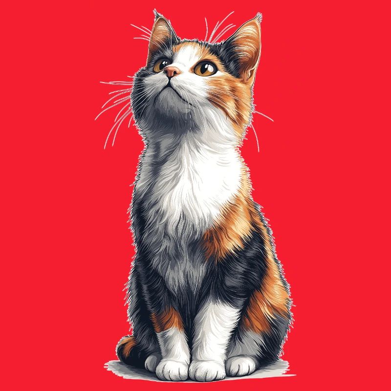 Chat comique assis coloré