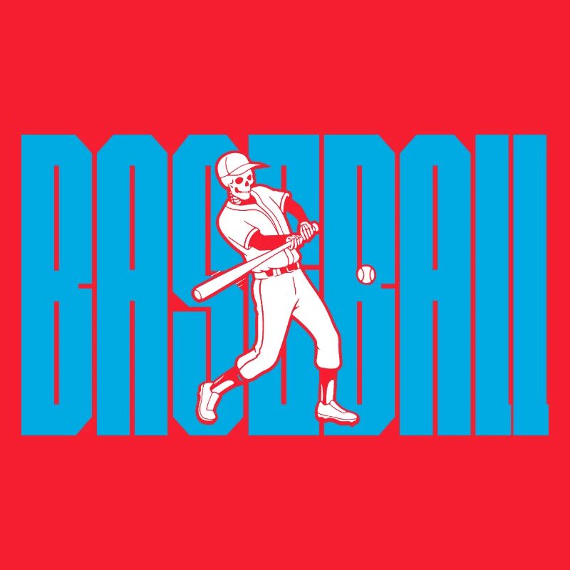 Baseball Swing Silhouette on Bold Blue Text