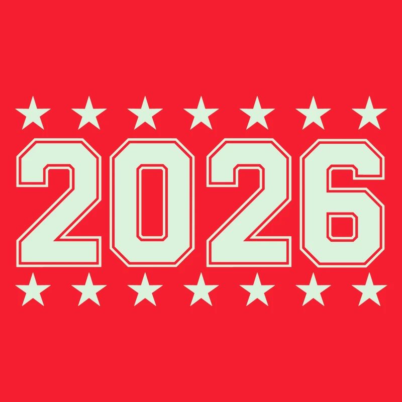 2026 Retro Blockschrift mit Sternen