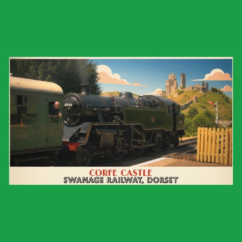 Affiche du train à vapeur du château de Corfe