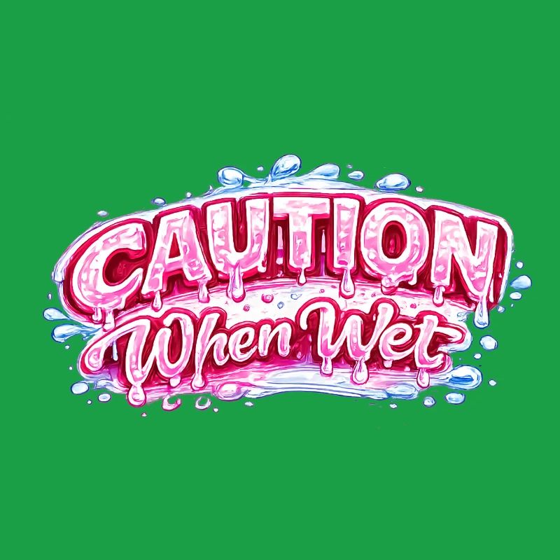 Caution When Wet Funny Flirty Statement Tee pun sp