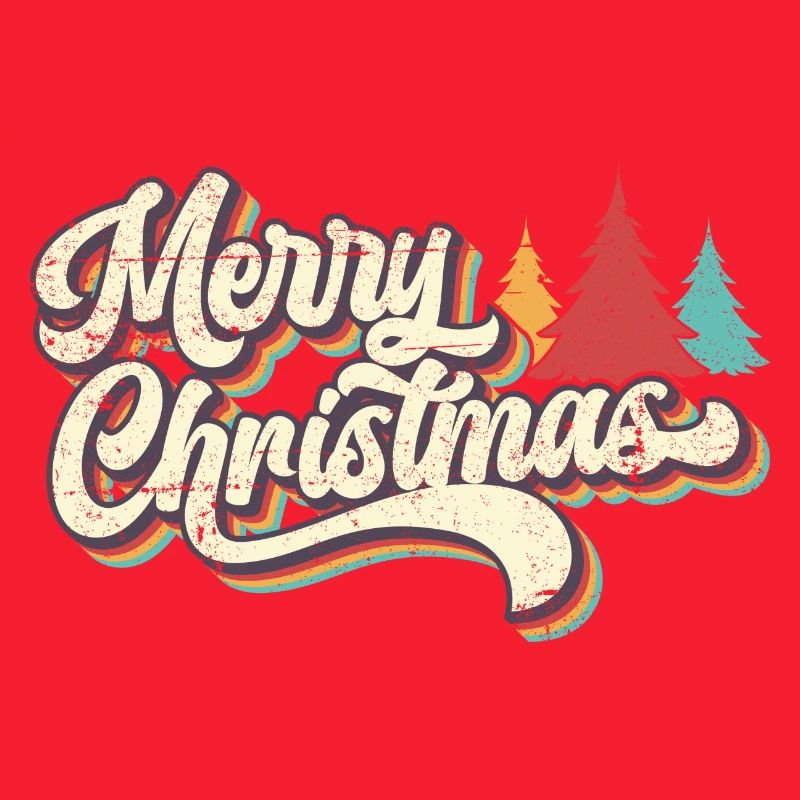 Rétro Joyeux Noël Arc-en-ciel Script