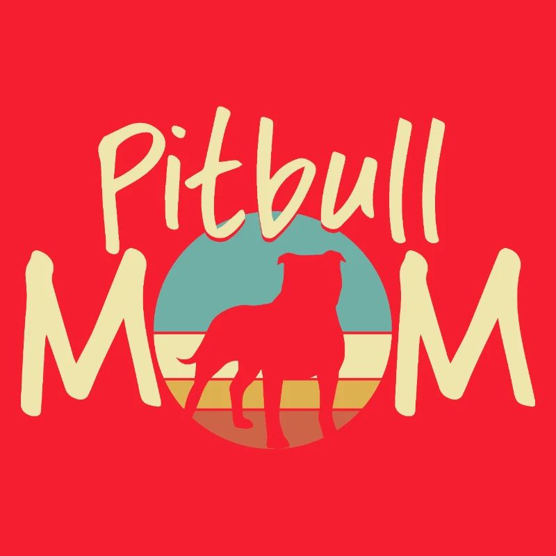 Pitbull MOM Sunset Silhouette Design
