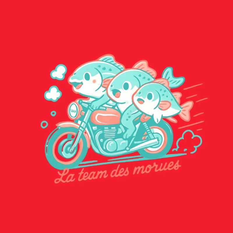 Turquoise cod on a motorcycle