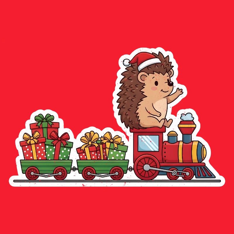 Weihnachtsigel Zug mit Geschenken