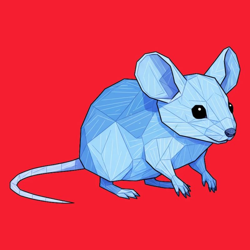 Blauer Low-Poly Maus