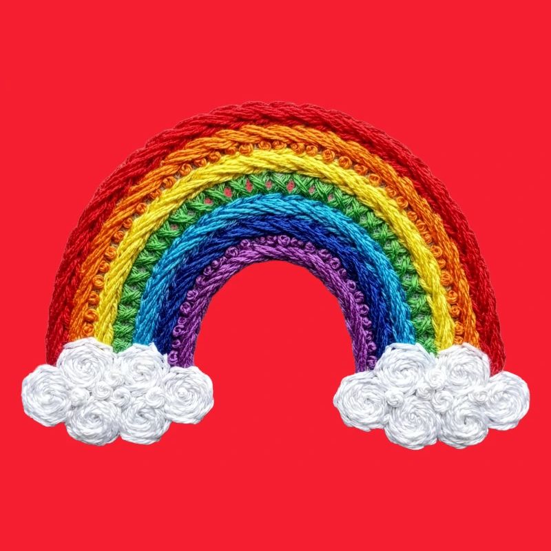 Rainbow in embroidered look (printed)