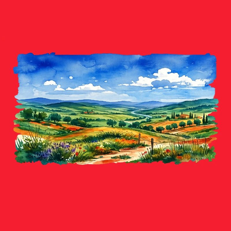 Panorama aquarelle paysager