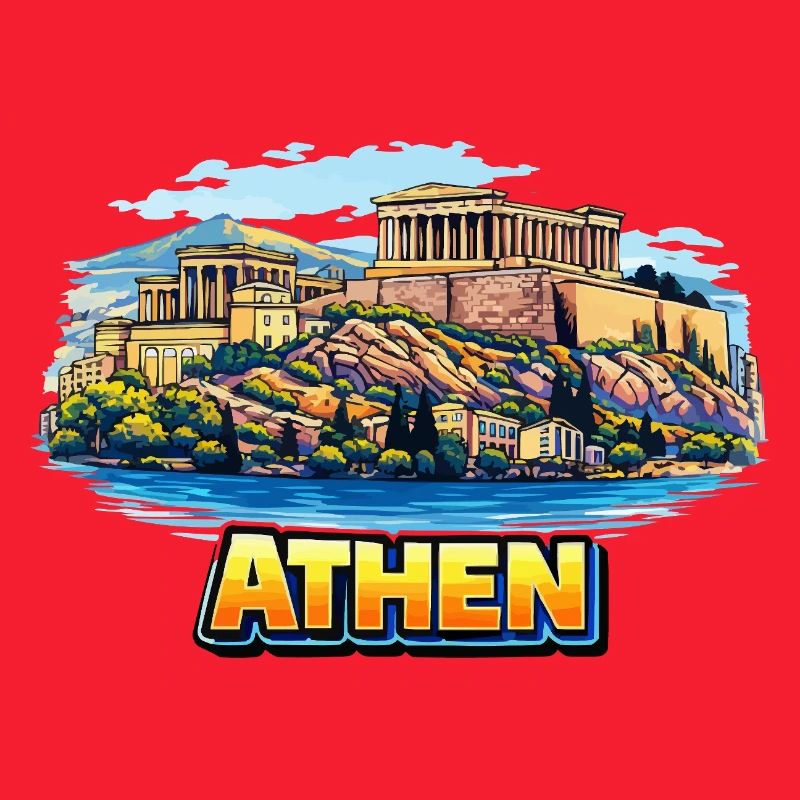 Illustration de l’île de l’Acropole d’Athènes