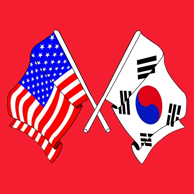 Drapeau des États-Unis et drapeau de la Corée du Sud
