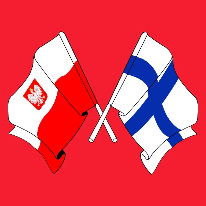 Drapeau de la Pologne et drapeau de la Finlande