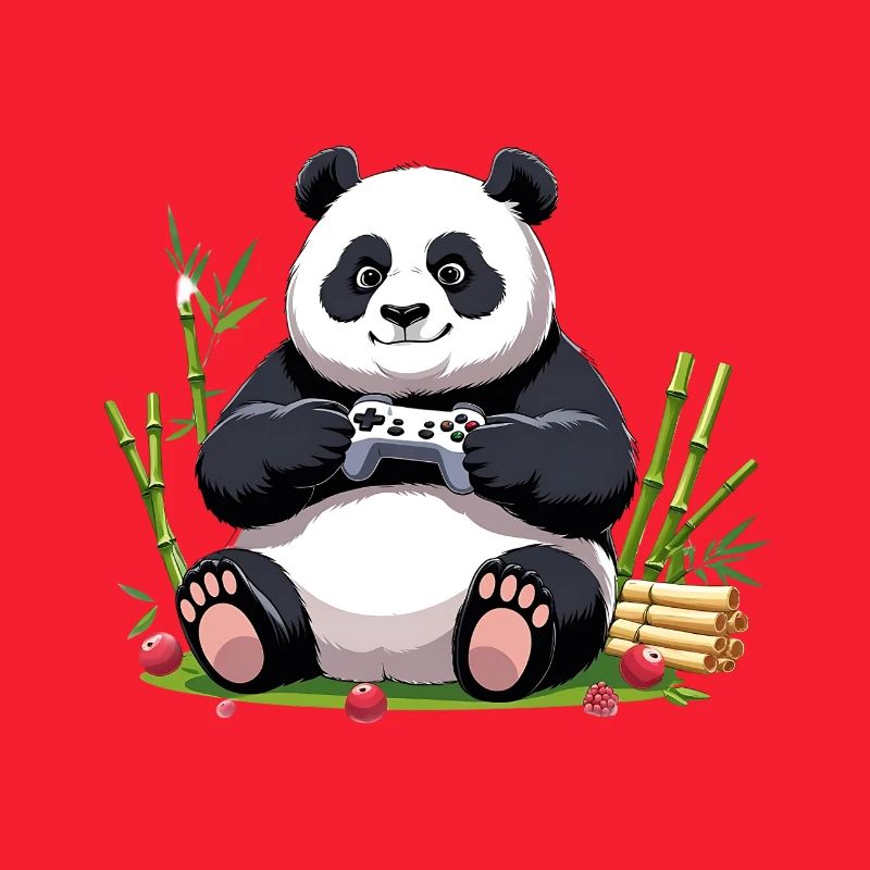 Cute Panda with Gaming Controller