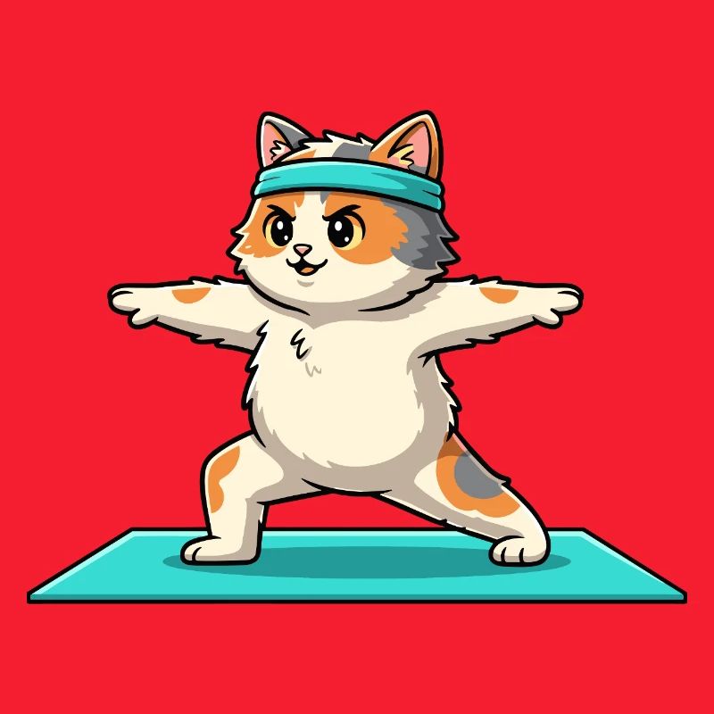 Yoga Cat Kitten Doing Warrior Pose Art
