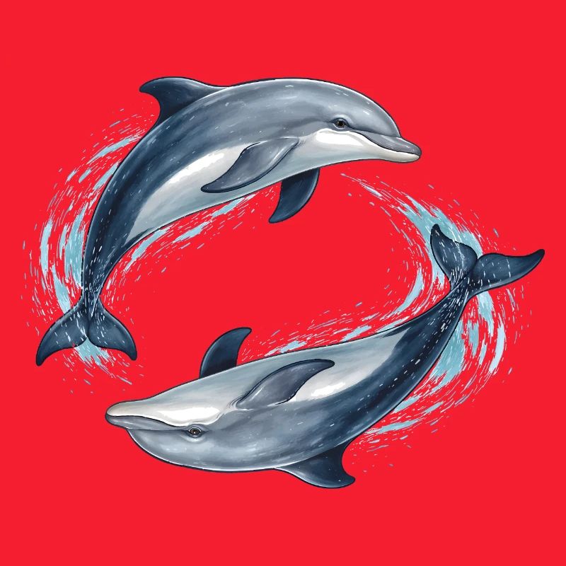 Two jumping dolphins illustration
