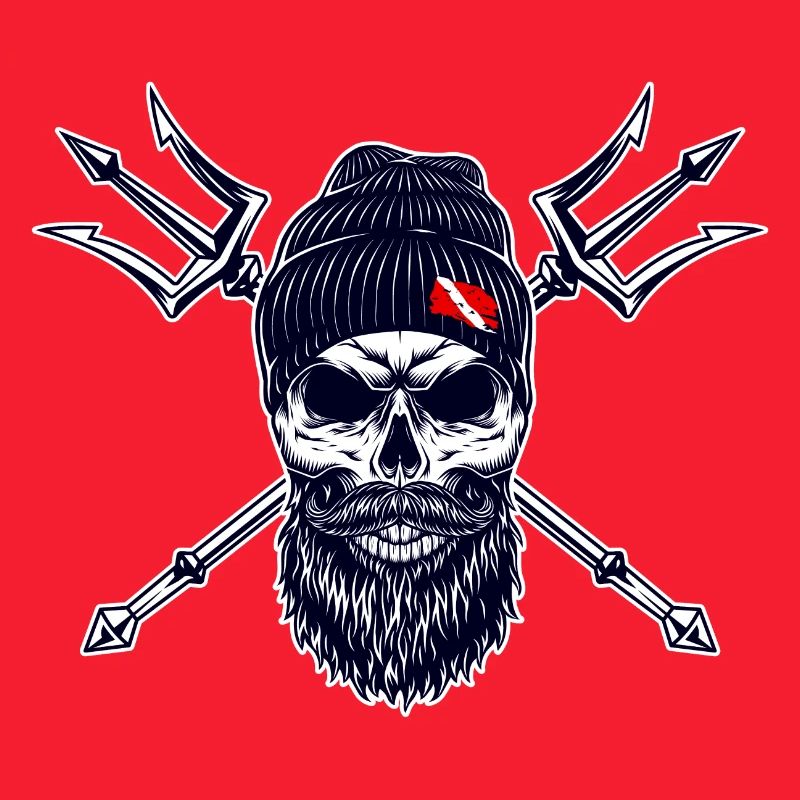 Plongeur Barbu Trident Drapeau Plongée sur Bonnet
