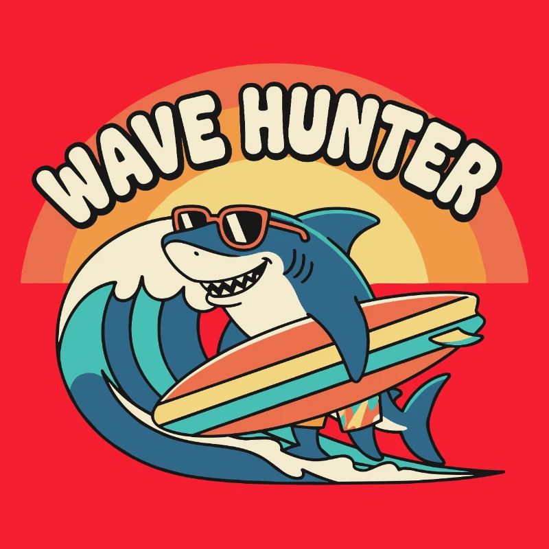 Wave Hunter Shark Surf Sunset