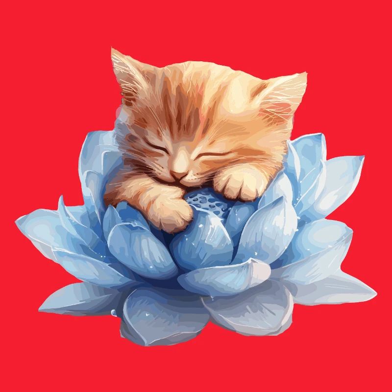 Kitten resting on blue succulents