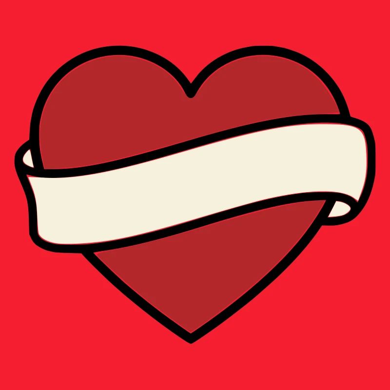 Tattoo Heart Banner Scroll Vector