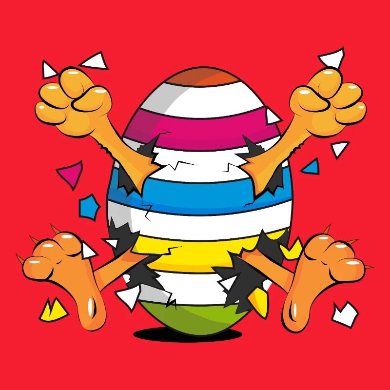 Funny Chick in Easter Egg Cartoon Motif