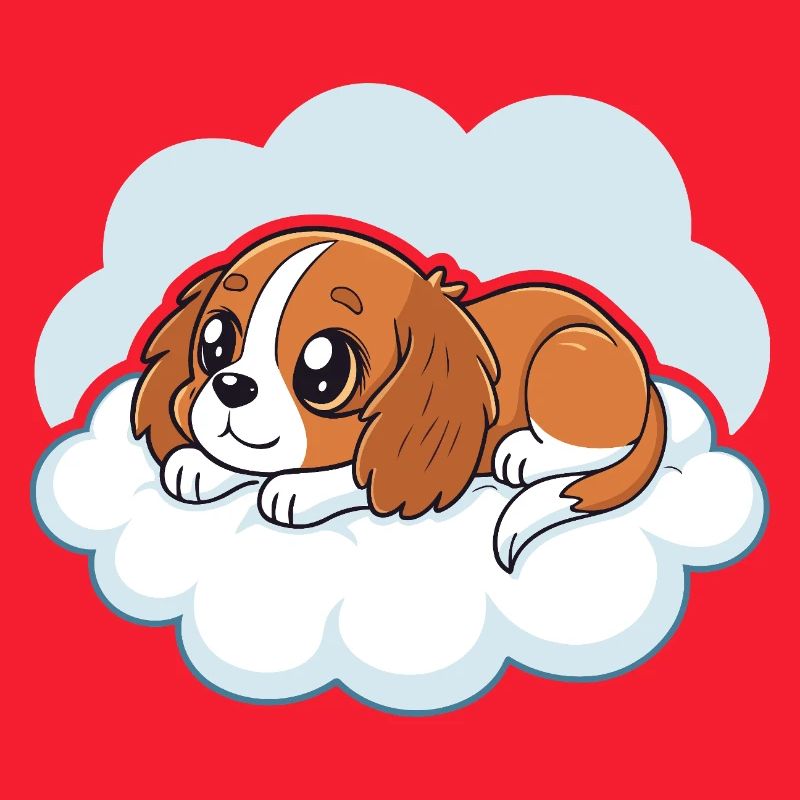 Cavalier King Charles Puppy Dreamer on a Cloud