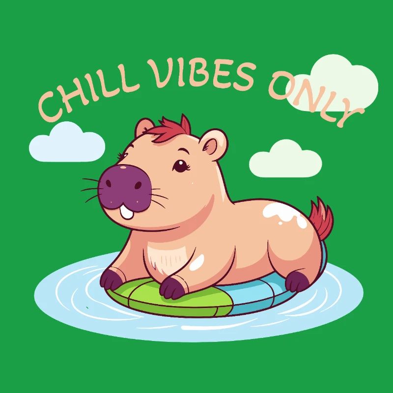 Capybara mignon - Capybara sur planche de surf