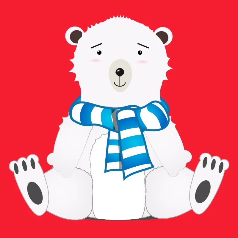zauberhafter sitzender Eisbär mit Schal