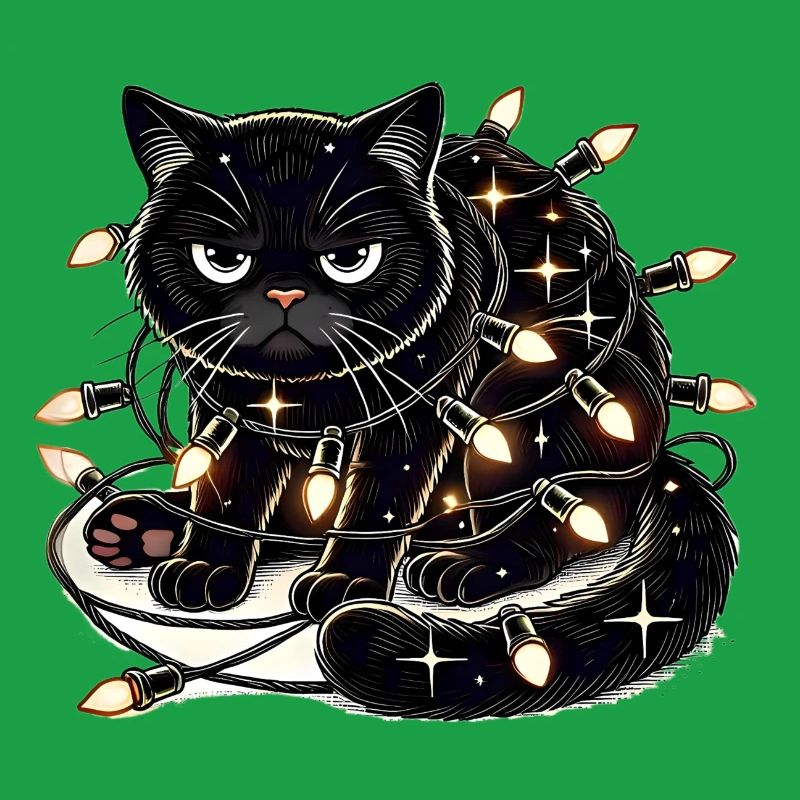 Grumpy Christmas Cat. Meow but please without tinsel