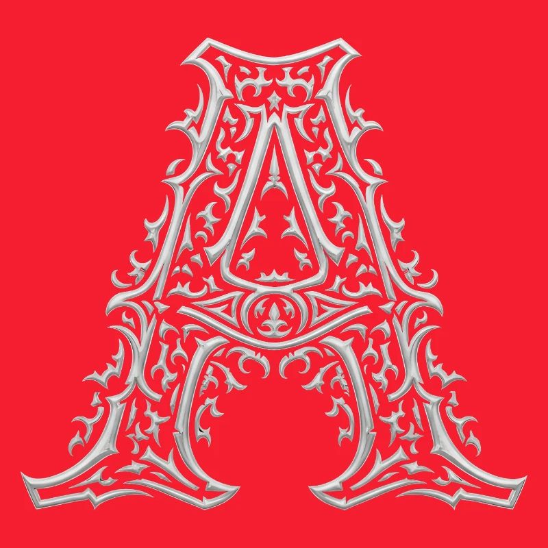 Letter A with silver arabesques