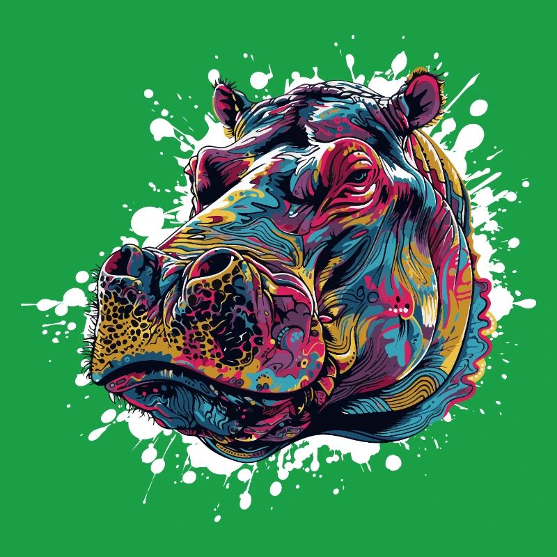 Bunter Hippo Farbspritzer