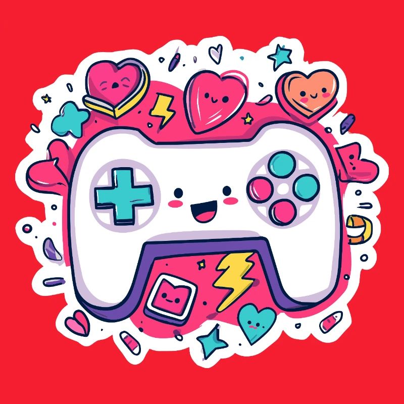 Kawaii Controller Herz Neon Stil