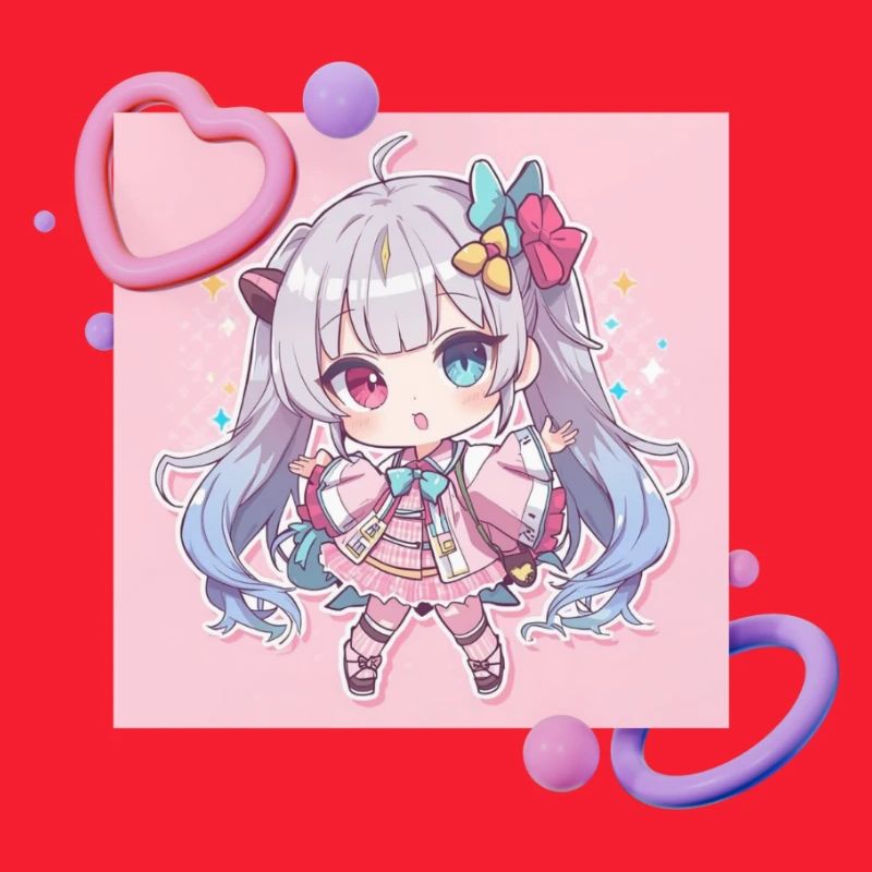 Accent en cœur chibi pastel