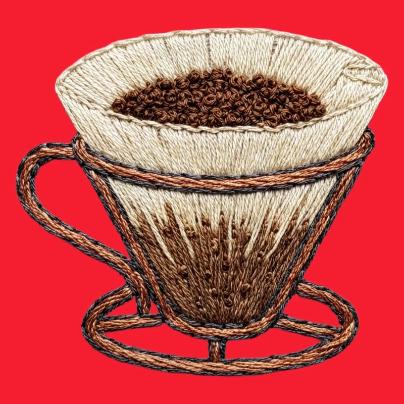 Embroidered coffee filter – minimalist (printed)