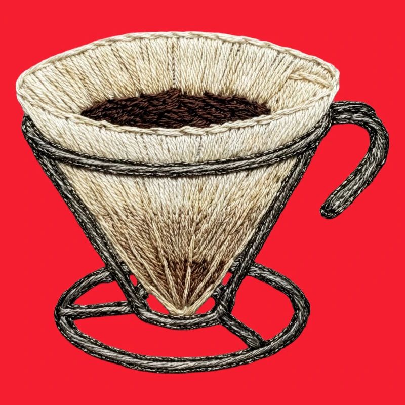 Embroidered coffee filter – coffee nerd (printed)