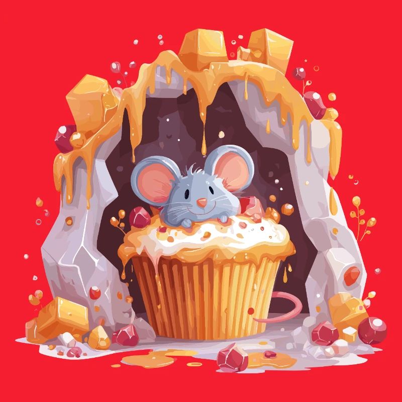 Cute mouse in cupcake cave