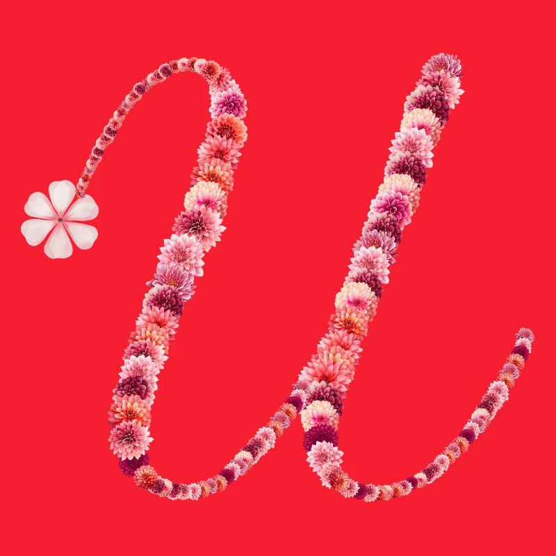 Romantisches Blumenmonogramm "U"