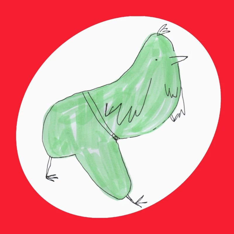 Oiseau vert abstrait minimaliste