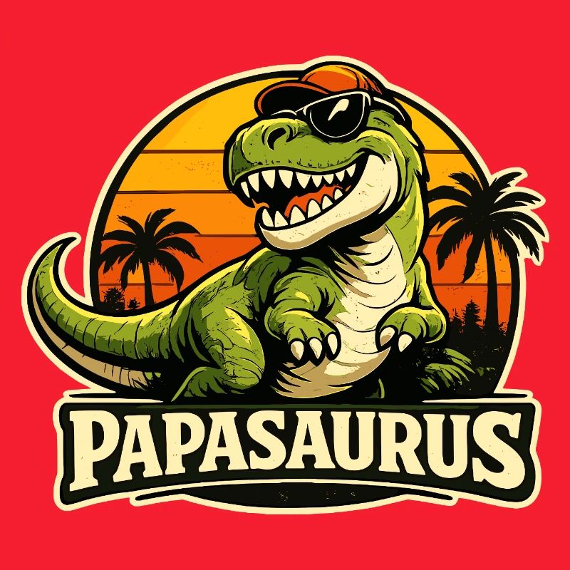 Papasaurus Retro Dino Statement for Father's Day