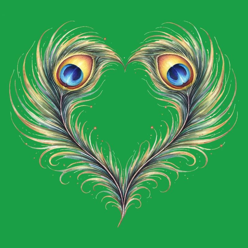 Peacock Feather Heart Ornament Boho Gift