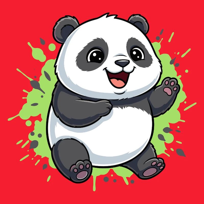 Fröhlicher Panda Splash