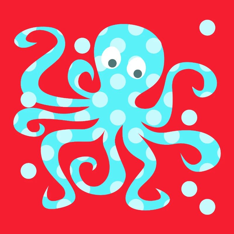Octopus Squid Dots Dots Comic Sea Animal