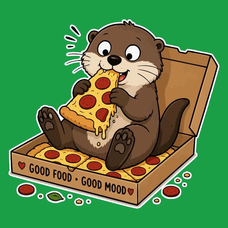 Otter mit Pizza: Snackfreude im Karton
