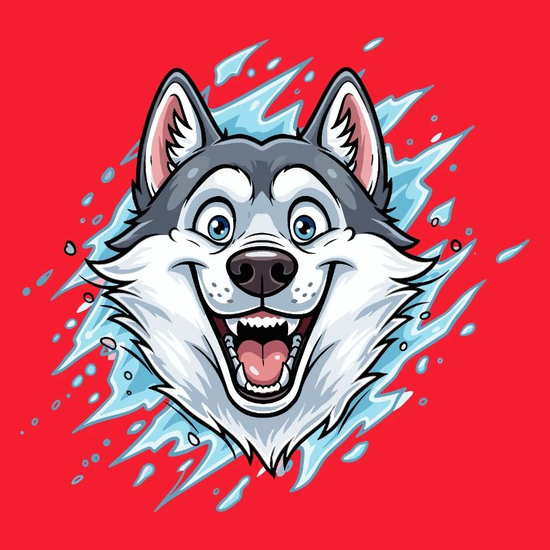 Cheerful Wolf Mascot Watersplash