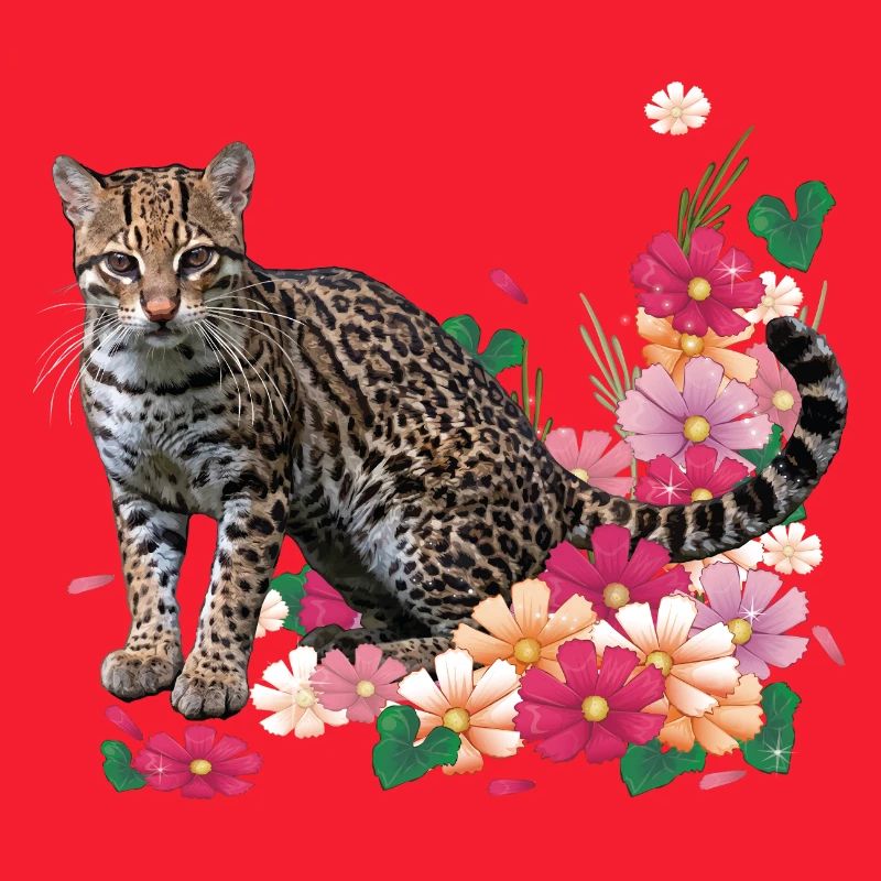Floraler Leopard mit Blüten